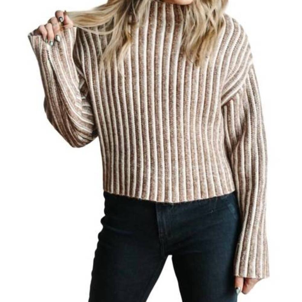 NWT Stitches & Stripes Carter Funnel Pullover Top Camel Oversized Oversized Sz S